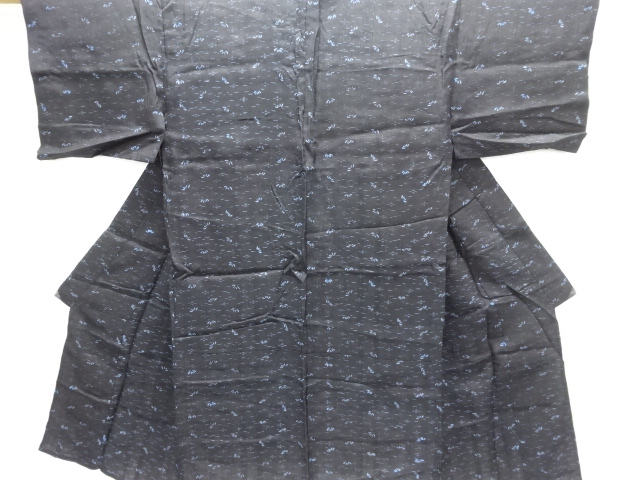 JAPANESE KIMONO / ANTIQUE PURE LINEN KIMONO / ABSTRACT FLORAL PATTERN